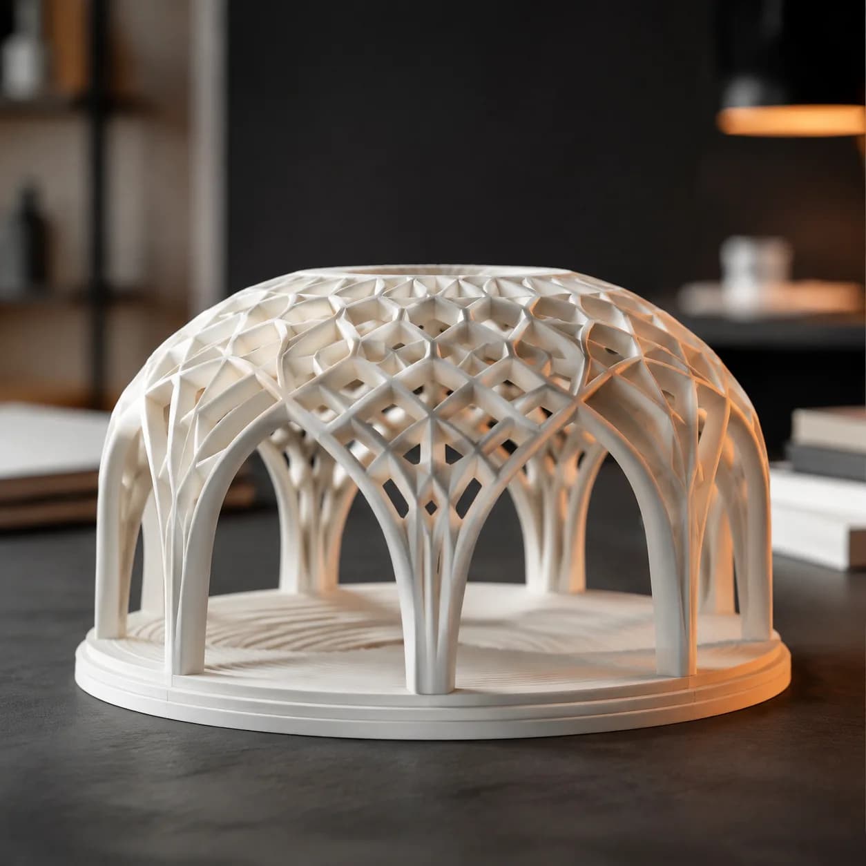 Intricate 3D printed architectural pavilion model
