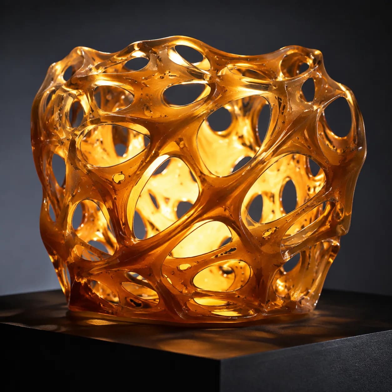Translucent amber generative-design resin object